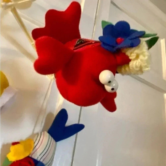 Vintage 1990s Pansy Ellen Musical Revolving Crib Mobile Fish Plush Works Brahms - Picture 8 of 12